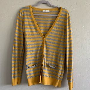 Mustard/Gray Stripe Forever21 Cardigan Size L